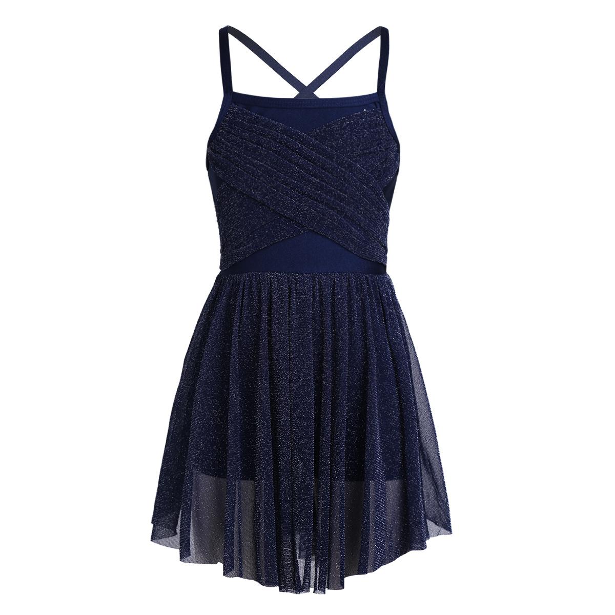 Sywiyi Kinderen Meisjes Pailletten Spaghetti Schouderbanden Ballet Dans Mesh Tutu Rok Lyrical Ballroom Jurk 7-8 Years