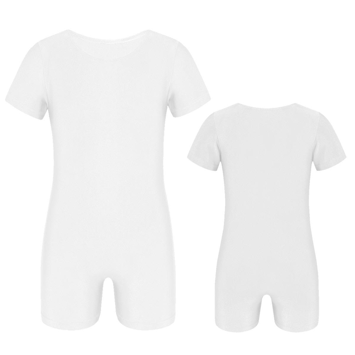YOOJIA Kinderen Jongens Meisjes Korte Mouwen Rekbaar Ballet Dans Gymnastiek Leotard Jumpsuit Unitard 9-10 Years wit