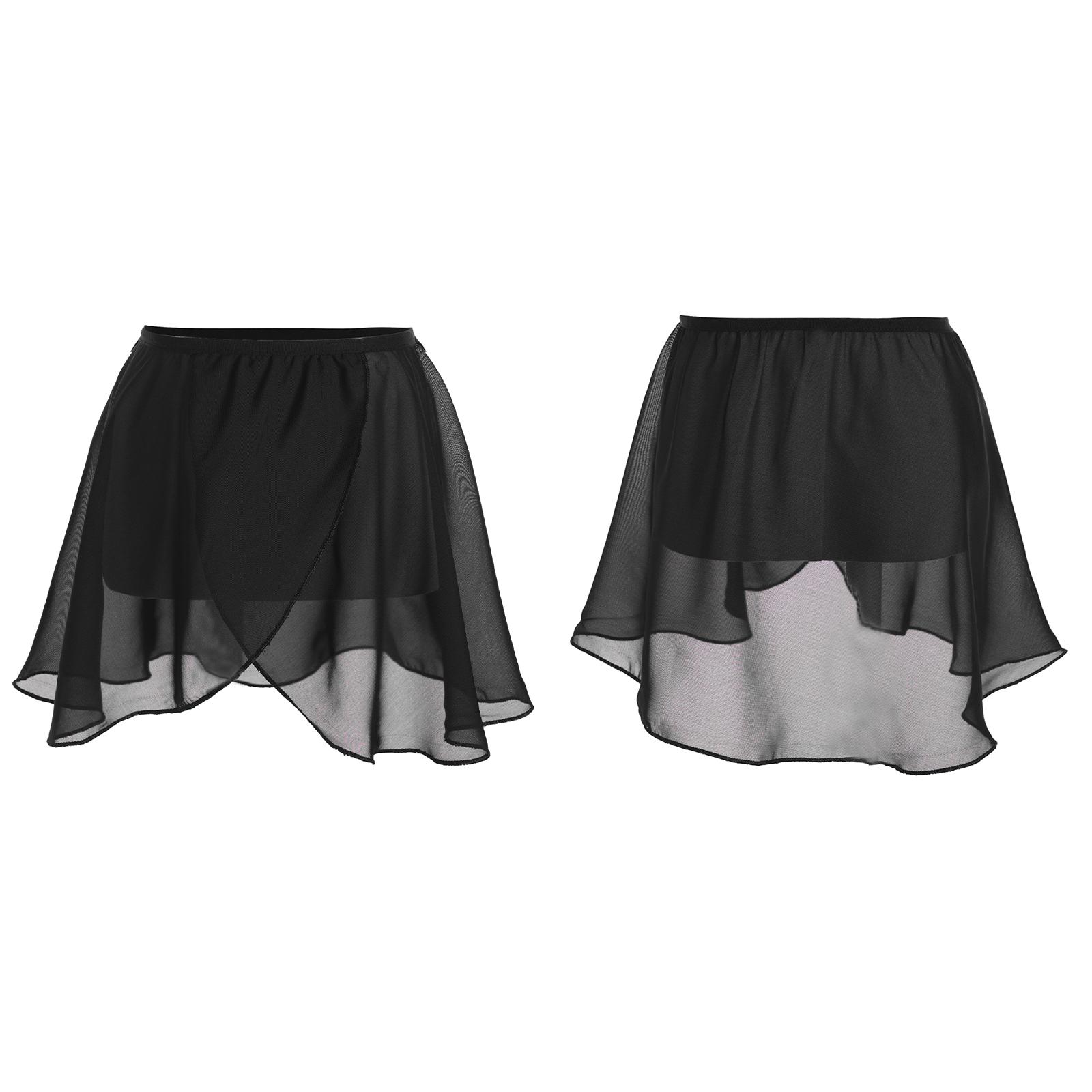 Fldy Meisjes Ballet Rokken Dans Chiffon Wikkelrok Kinderen Dans Gymnastiek Kostuum 6-10 Years zwart