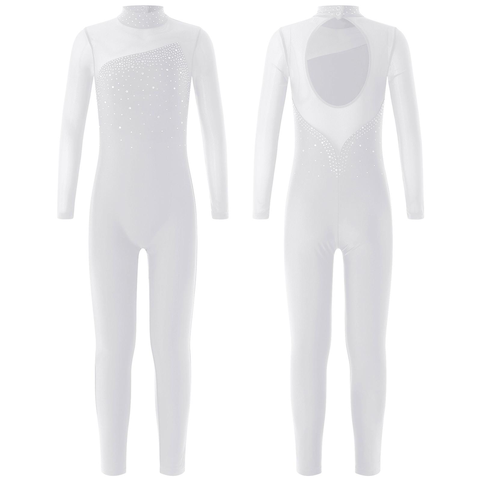RUNQHUI Eéndelige kleding met lange mouwen en ronde kraag Maillots Jumpsuit Kinderen Meisjes Schaatsen Sportkleding 13-14 Years