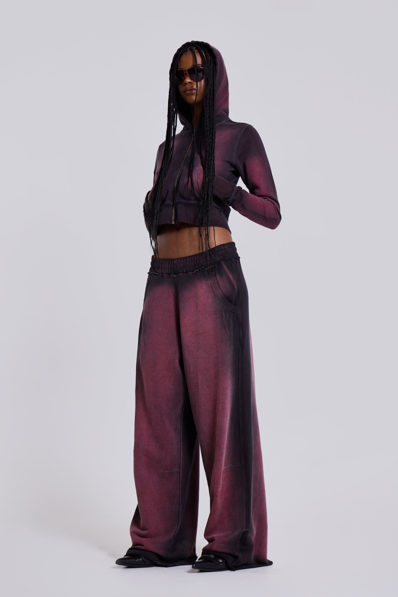 Jaded London Deep Red Fade Baggy Monster Joggers