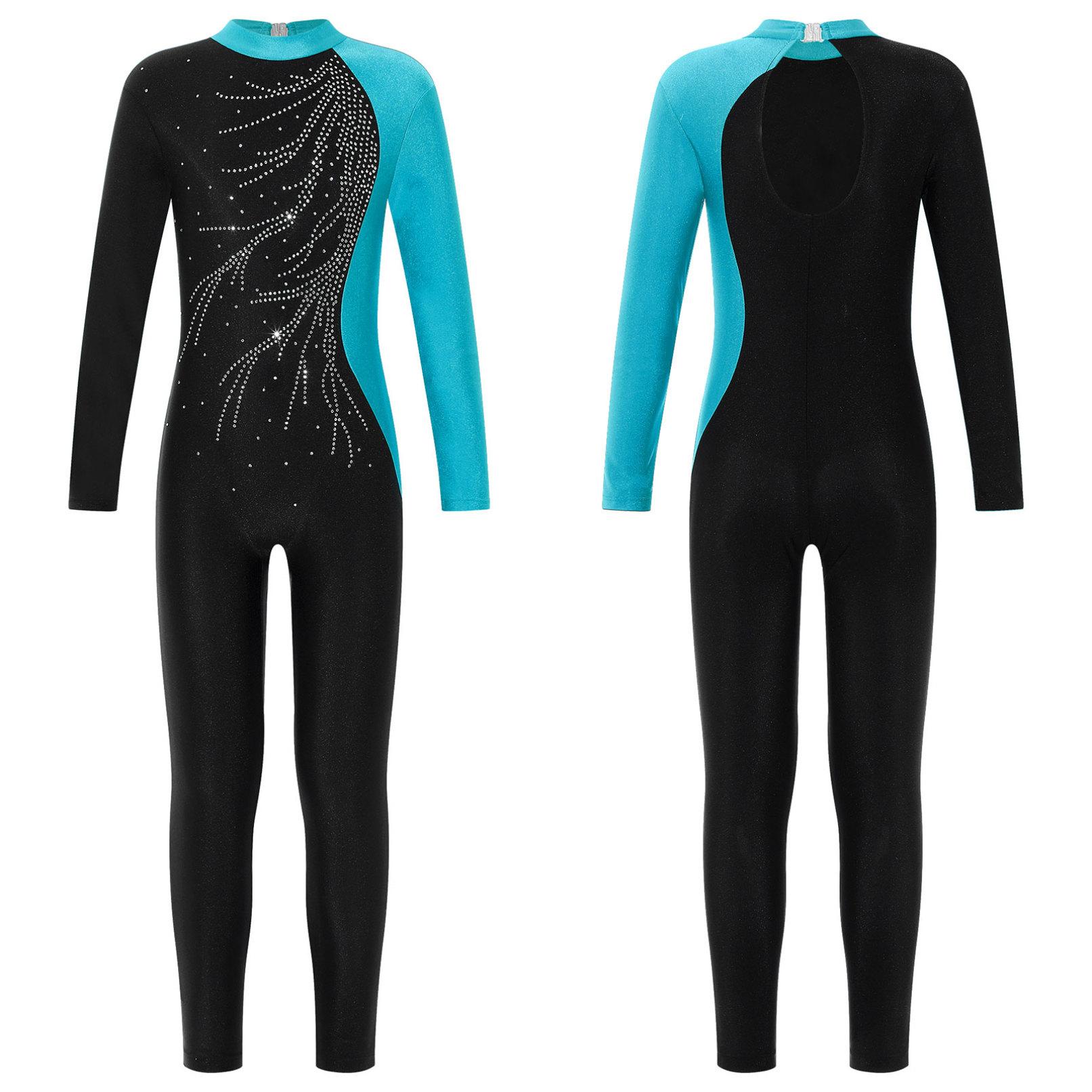YOOJIA Kinderen Meisjes Gymnastiek Dans Leotard Lange Jumpsuit Ballet IJs Schaatsen Competitie Actief Bodysuit 7-8 Years