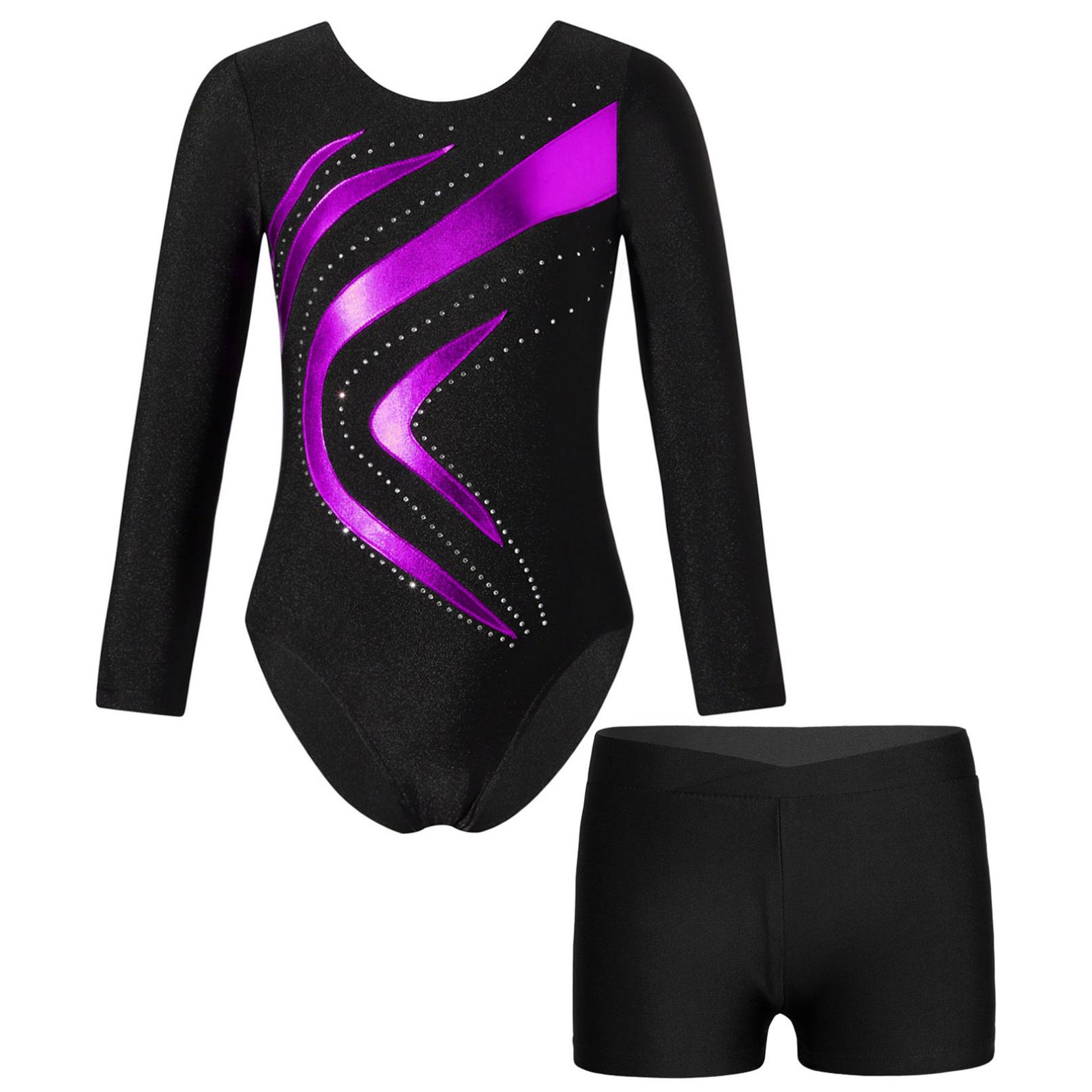 WinYing Gymnastiekpakje voor meisjes Danspakje met lange mouwen Ballet Schaatsen Prestatiekostuum Stage Dancewear 9-10 Years