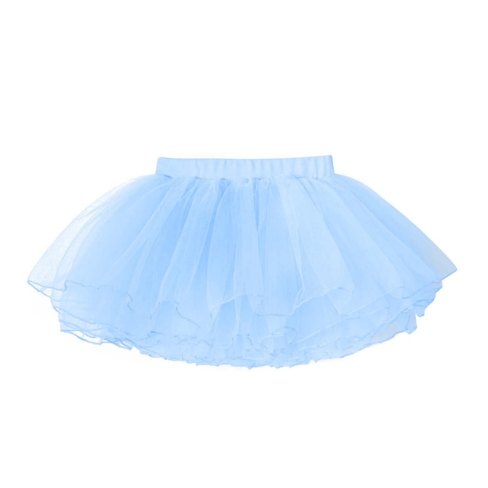 YOOJIA Kinderen Meisjes Ballet Dans Tutu Rok Basic Klassieke Elastische Taille 4 Lagen Mesh Tule Rok Kid Ballet Praktijk Turnpakje dans Jurk 6-11 Years hemelsblauwe kleur