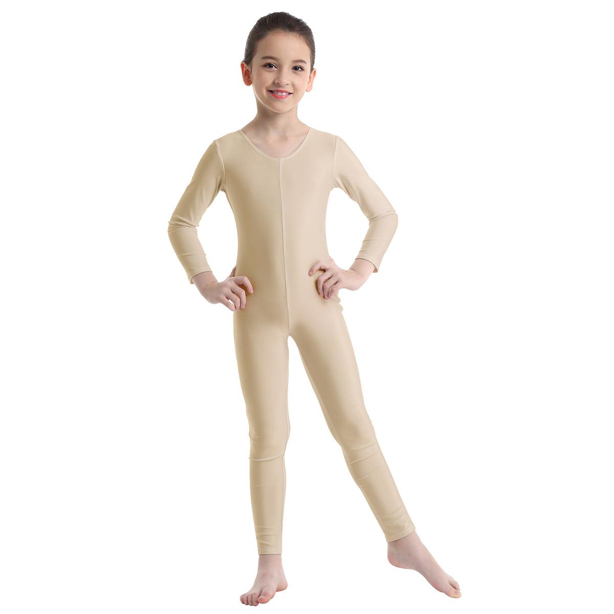 Linjinx Kinderen Meisjes Lange Mouwen Gymnastiek Leotard Ballet Dans Oefening Bodysuit Actieve Kleding 7-8 Years nude