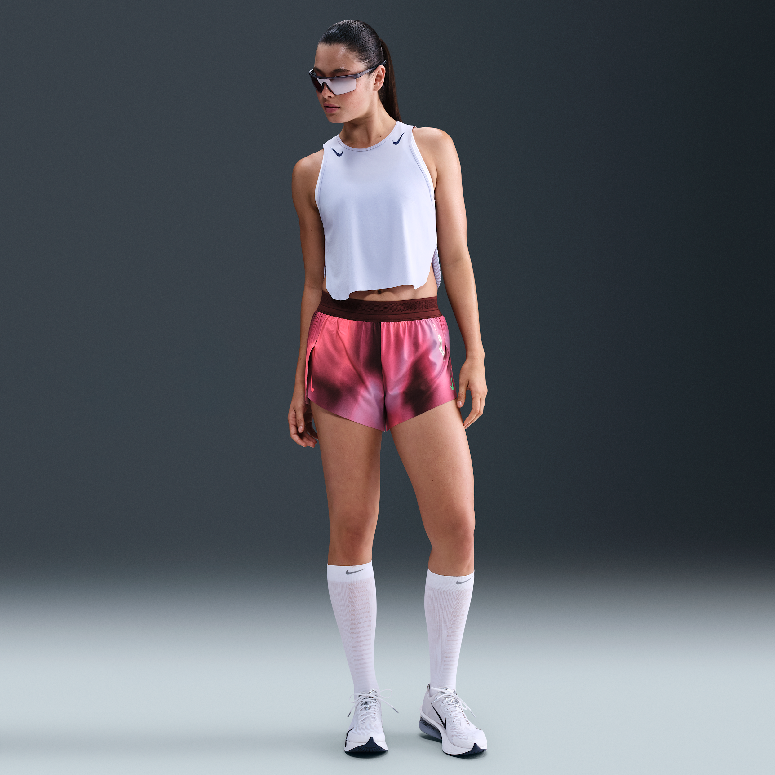 Nike AeroSwift 'Faith Kipyegon' Dri-FIT ADV hardloopshorts met halfhoge taille en binnenbroekje voor dames (8 cm) - Paars