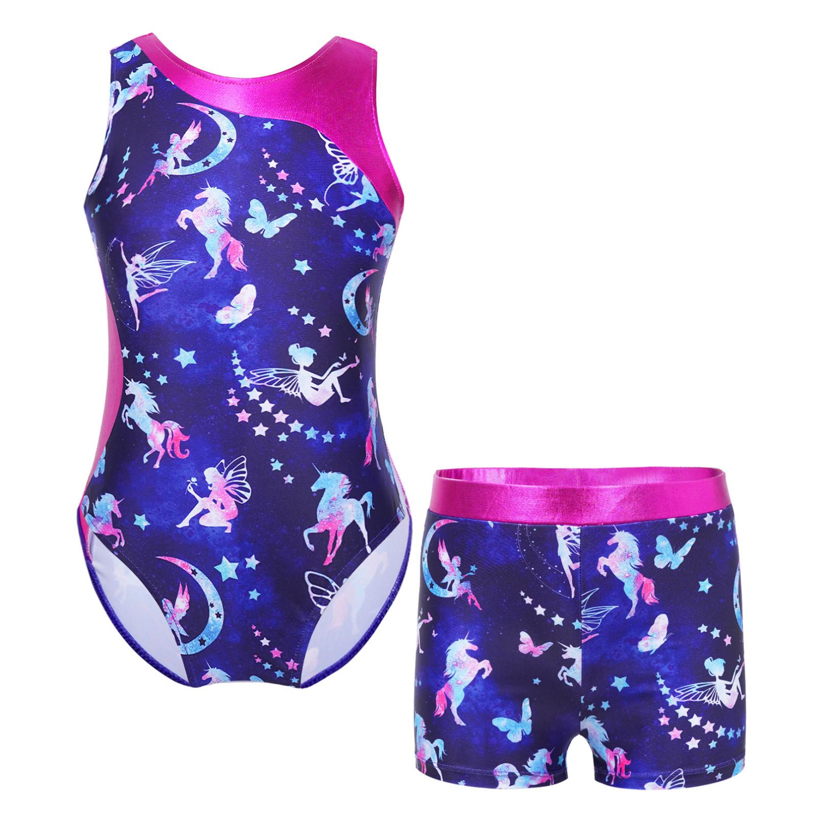 Ranrann Kinderen meisjes gymnastiek turnpakje atletische mouwloze dans Biketard Unitard bodysuit fitness outfit 7-8 Years