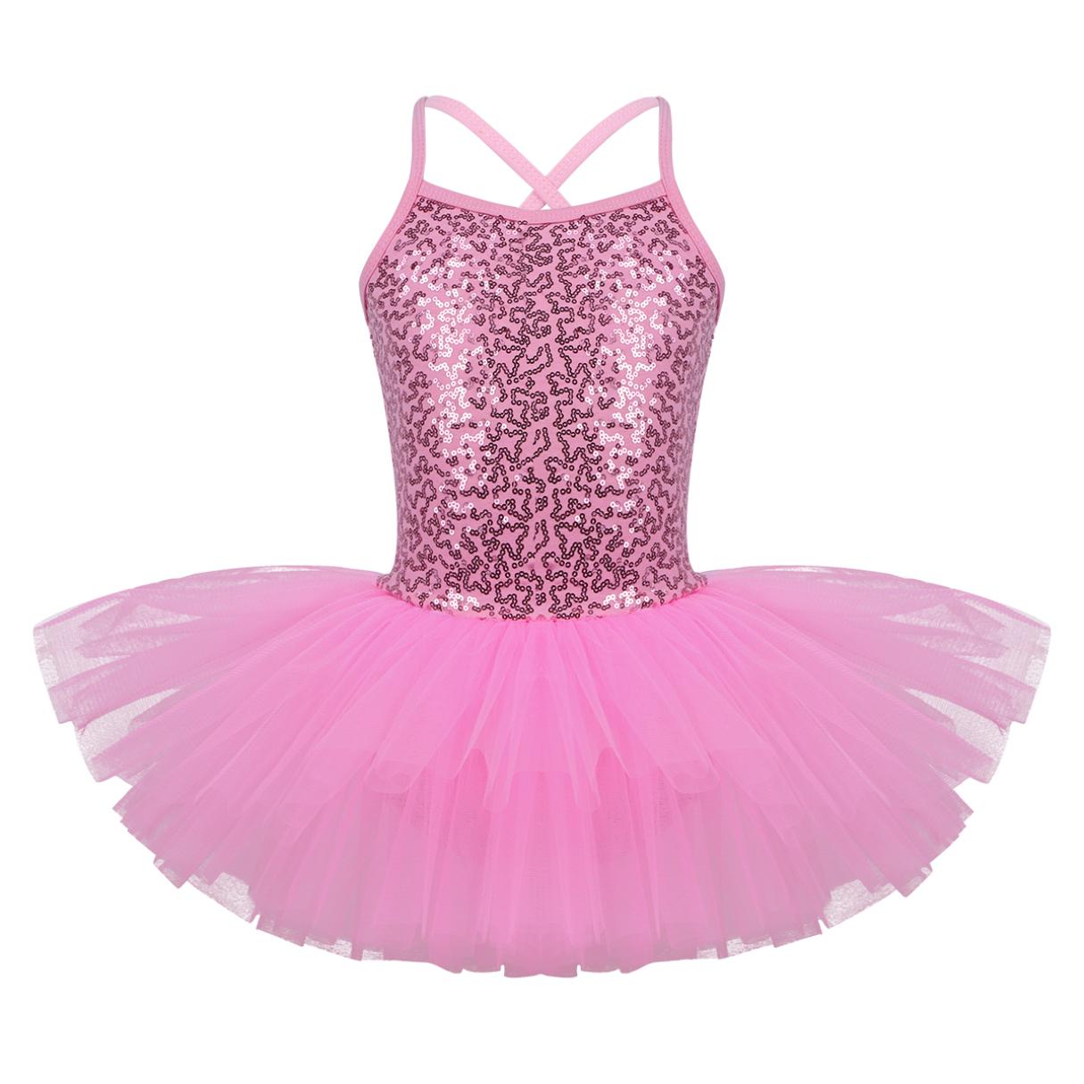 Inhzoy Kinderen Meisjes Lovertjes Hemdje Ballet Tutu Jurk Rok Turnpakje Ballerina Glinsterende Danskostuums 7-8 Years