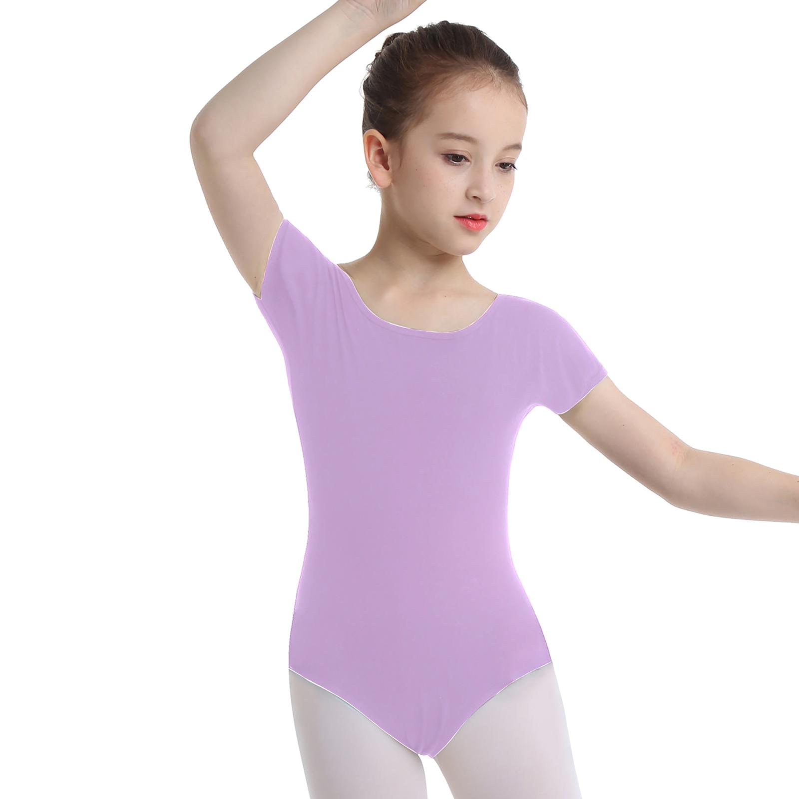 ZDHoor Kinderen meisjes korte mouwen rekbare gymnastiek ballet dans turnpakje danskleding maat 2-12 11-12 Years