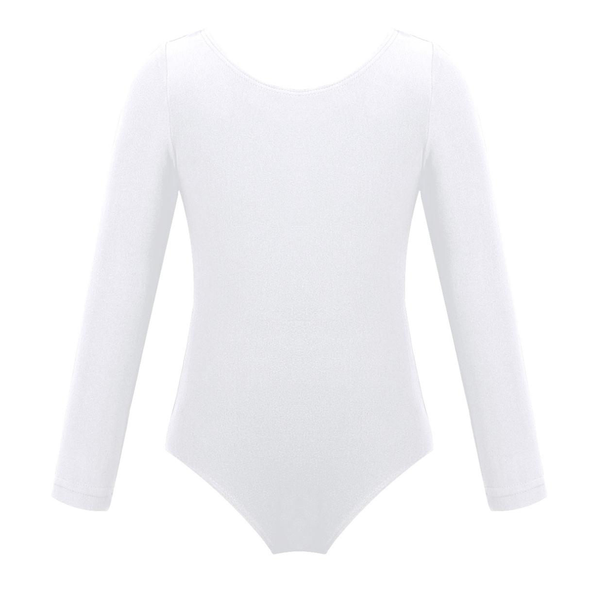 Tiaobug Meisjes Peuter Lange Mouw Turnpakje Gymnastiek Ballet Turnpakje Jumpsuit Danskostuums 11-12 Years wit