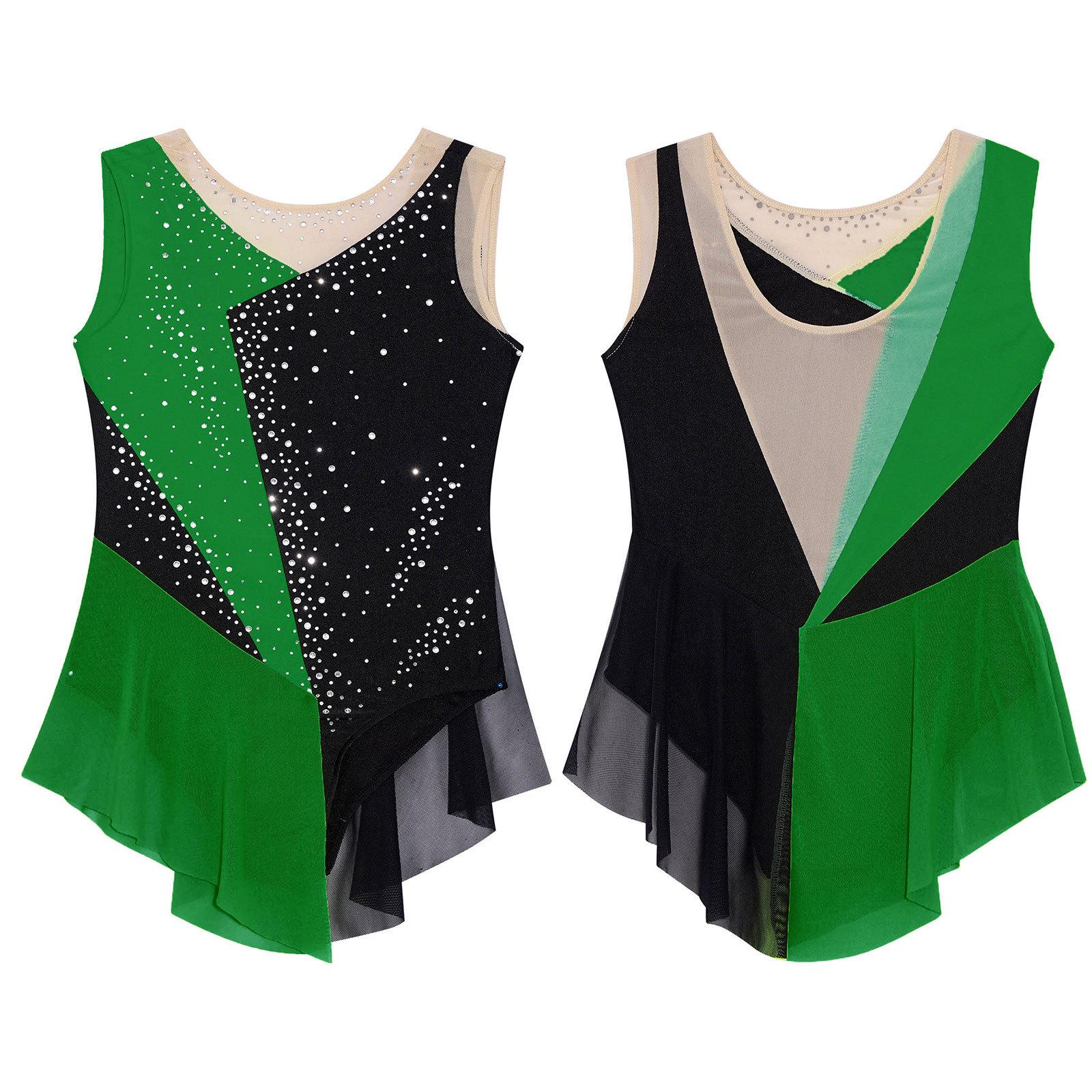 Manyakai Kinderen Meisjes Mouwloos Kunstschaatsen Jurk Artistieke Gymnastiek Leotard Wedstrijd Kostuum Danskleding 5-6 Years