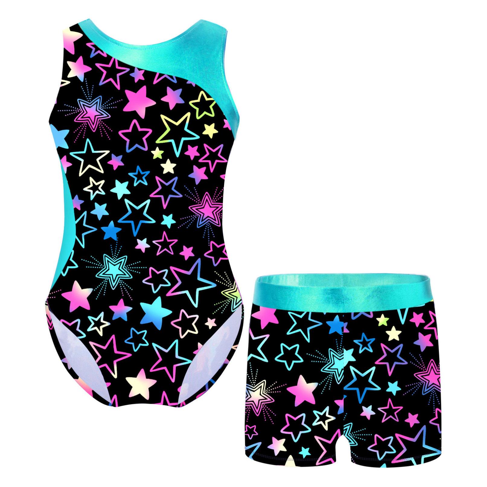 Ranrann Kinderen meisjes gymnastiek turnpakje atletische mouwloze dans Biketard Unitard bodysuit fitness outfit 7-8 Years