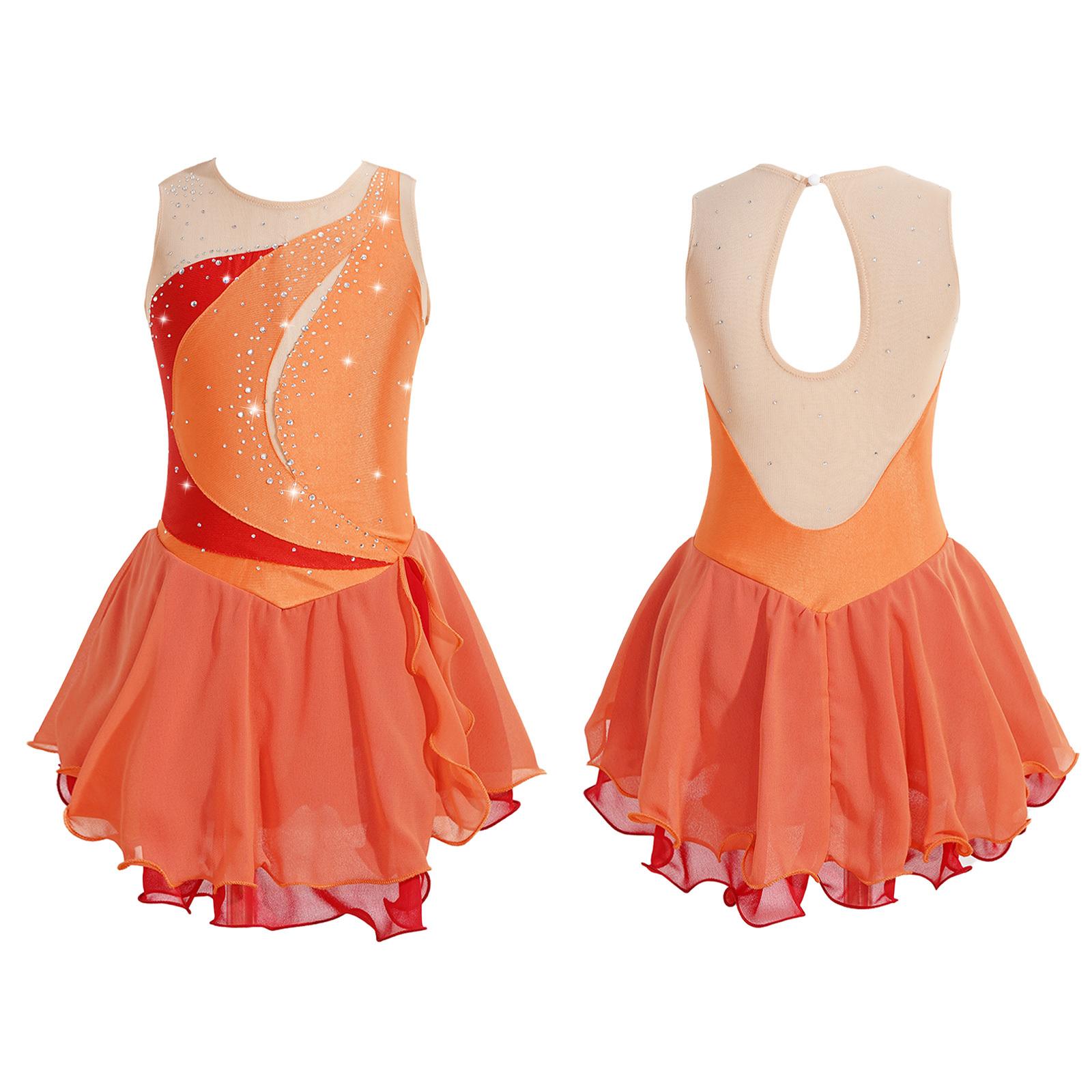 YOOJIA Kinderen Meisjes Ijs Kunstschaatsen Jurk Mouwloos Strass Competitie Kostuums Ballet Dans Tutu Rok 11-12 Years