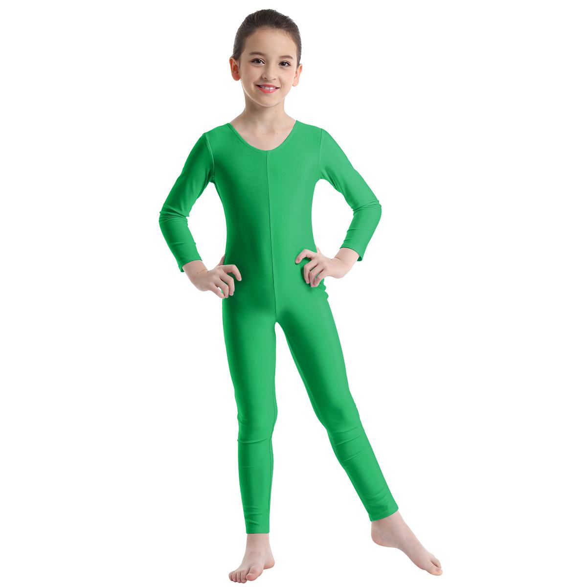 Fldy Kinderen Meisjes Full Body Unitard Stretchy Lange Mouw Ronde Hals Gymnastiek Turnpakje Ballet Danskleding 7-8 Years