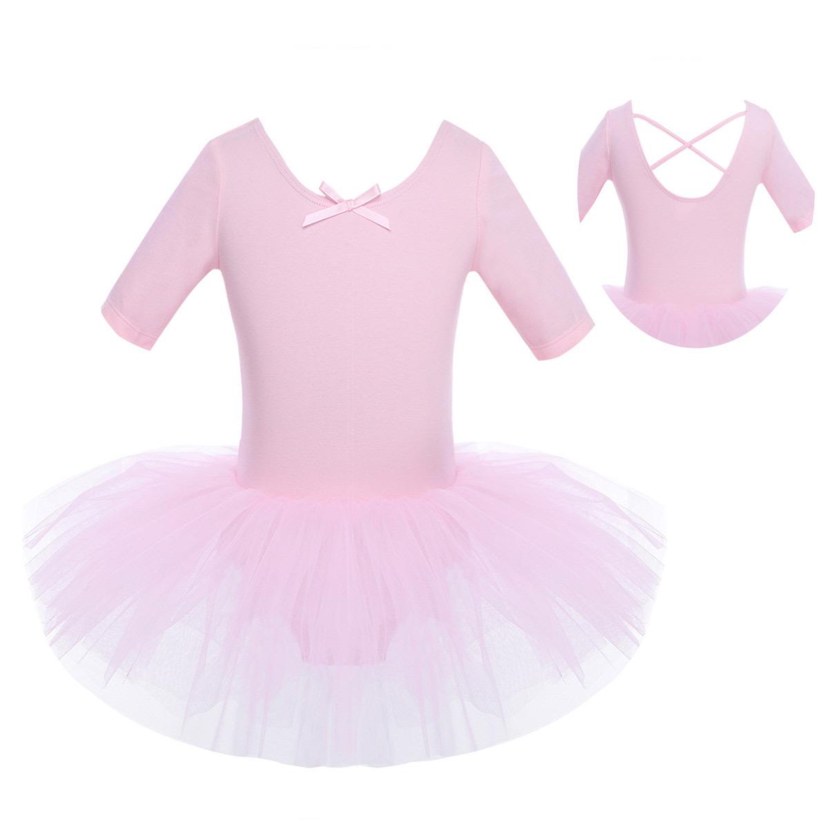 Linjinx Balletjurk Kinderen Halve mouwen Katoen Dans Ballet Tutu Jurk Turnpakje Meisje Gymnastiek Danskleding Ballerina Feestkostuums 2-3 Years