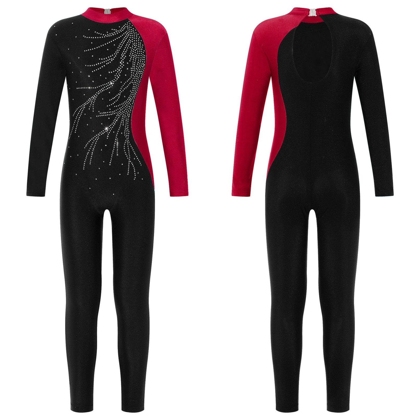 YOOJIA Kinderen Meisjes Gymnastiek Dans Leotard Lange Jumpsuit Ballet IJs Schaatsen Competitie Actief Bodysuit 15-16 Years