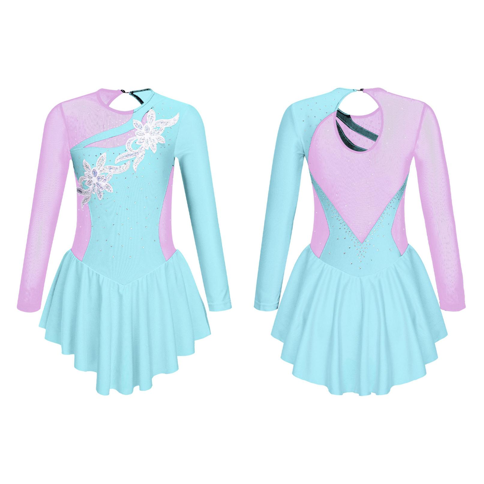 Tiaobug Kinderen meisje kunstschaatsen jurk gymnastiek turnpakje ballet tutu rok 9-10 Years