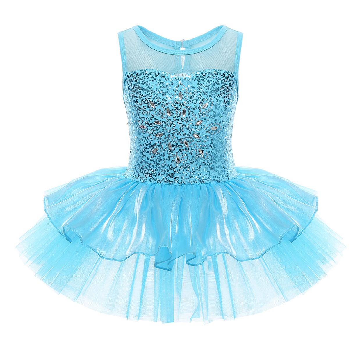 Inlzdz Ballet Dans Tutu Jurk Kinderen Meisjes Pailletten Danser Leotard Mouwloos Gymnastiek Kunstschaatsen Danskleding 5-6 Years