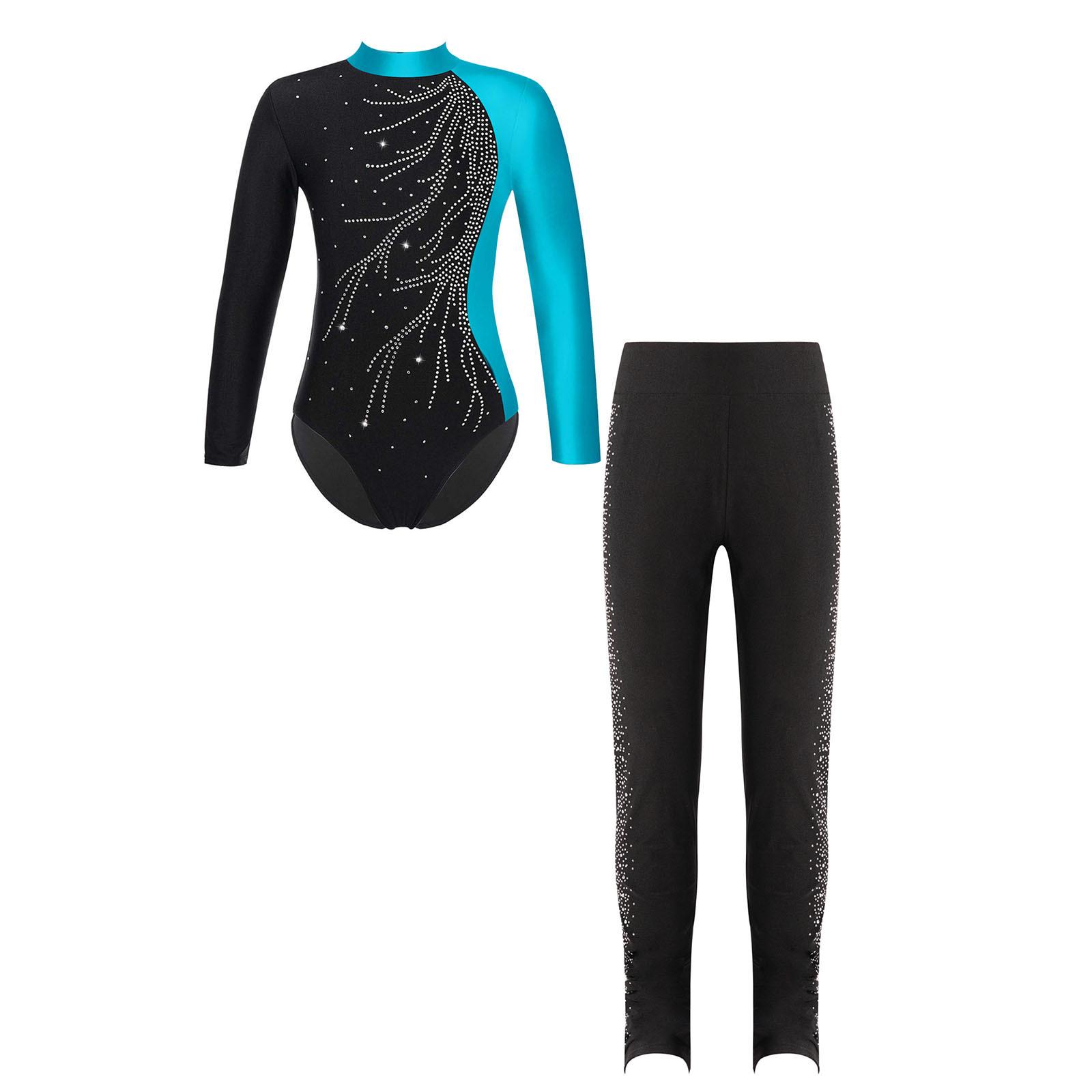 Sxiwei Kinderen Meisjes Gymnastiek Dans Leotard met Leggings Set Ballet Dans IJs Schaatsen Competitie Actief Bodysuit 9-10 Years