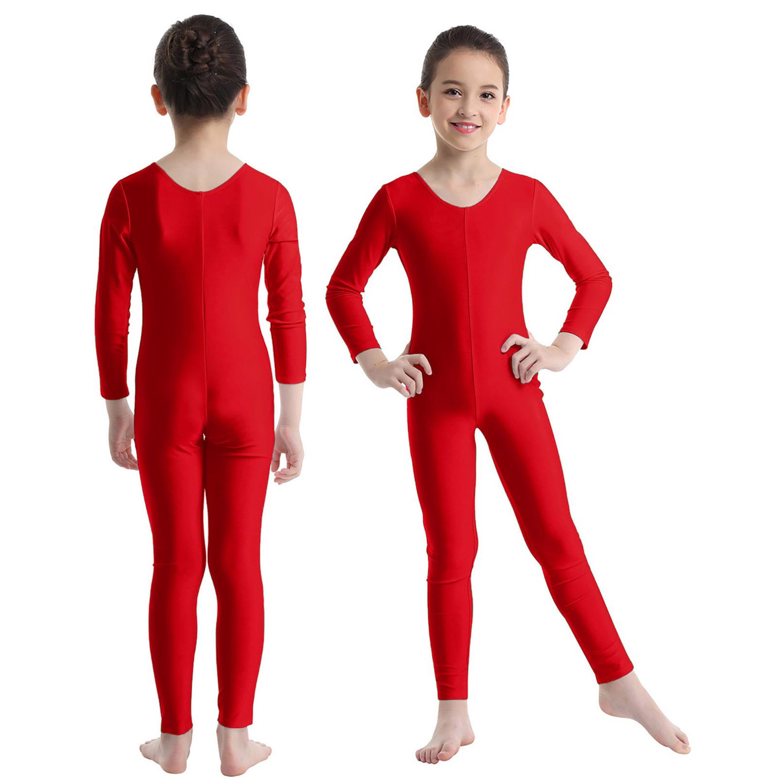 Ranrann Kinderen meisjes lange mouw dans gymnastiek turnpakje unitard volledige lengte bodysuit kostuum danskleding 7-8 Years