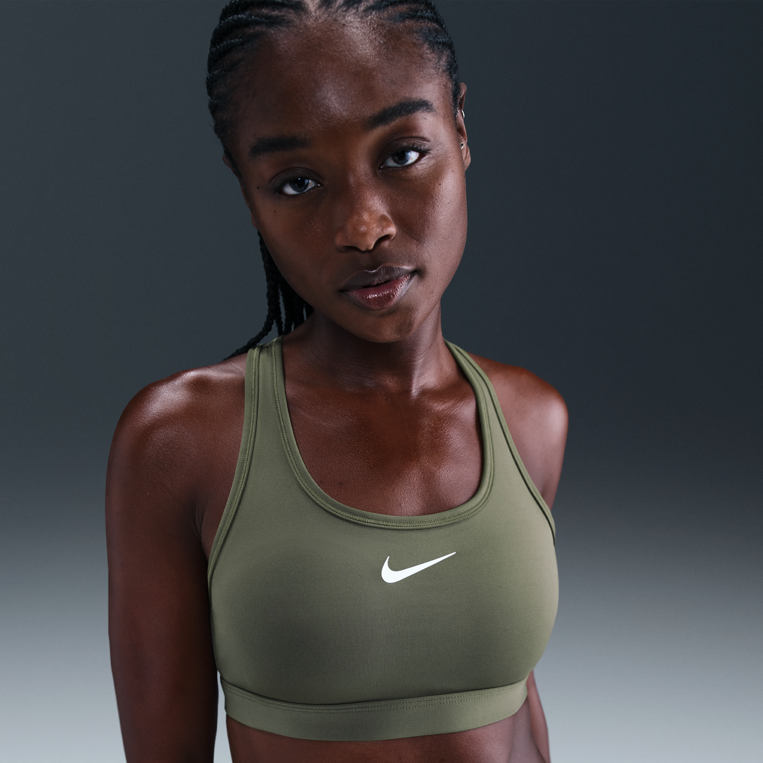 Nike Swoosh Medium Support padded sport-bh - Groen