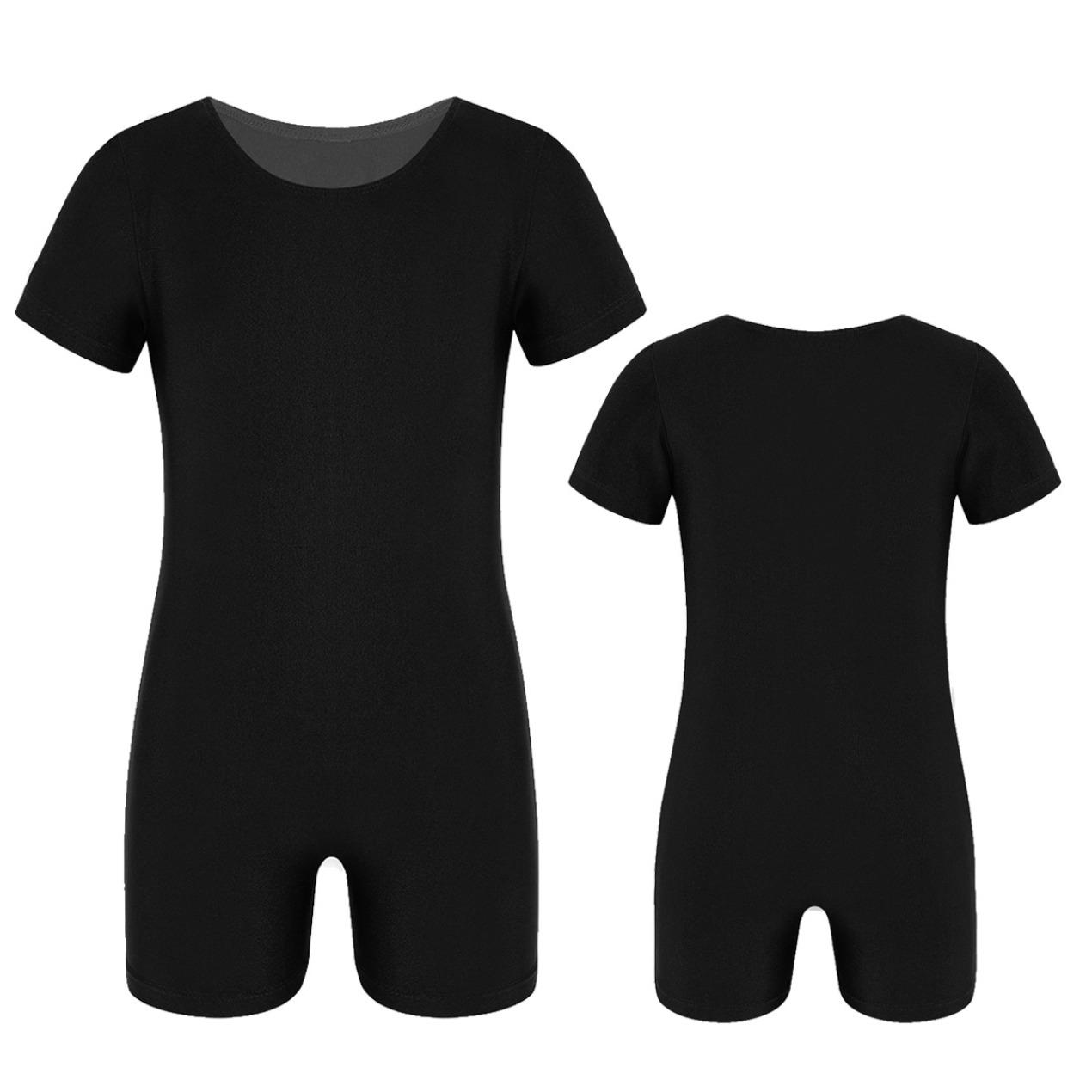 IEFiEL Kinderen jongens meisjes een stuk actieve korte mouwen gymnastiek-oefening jumpsuit balletdans hardlopen workout bodysuit 9-10 Years