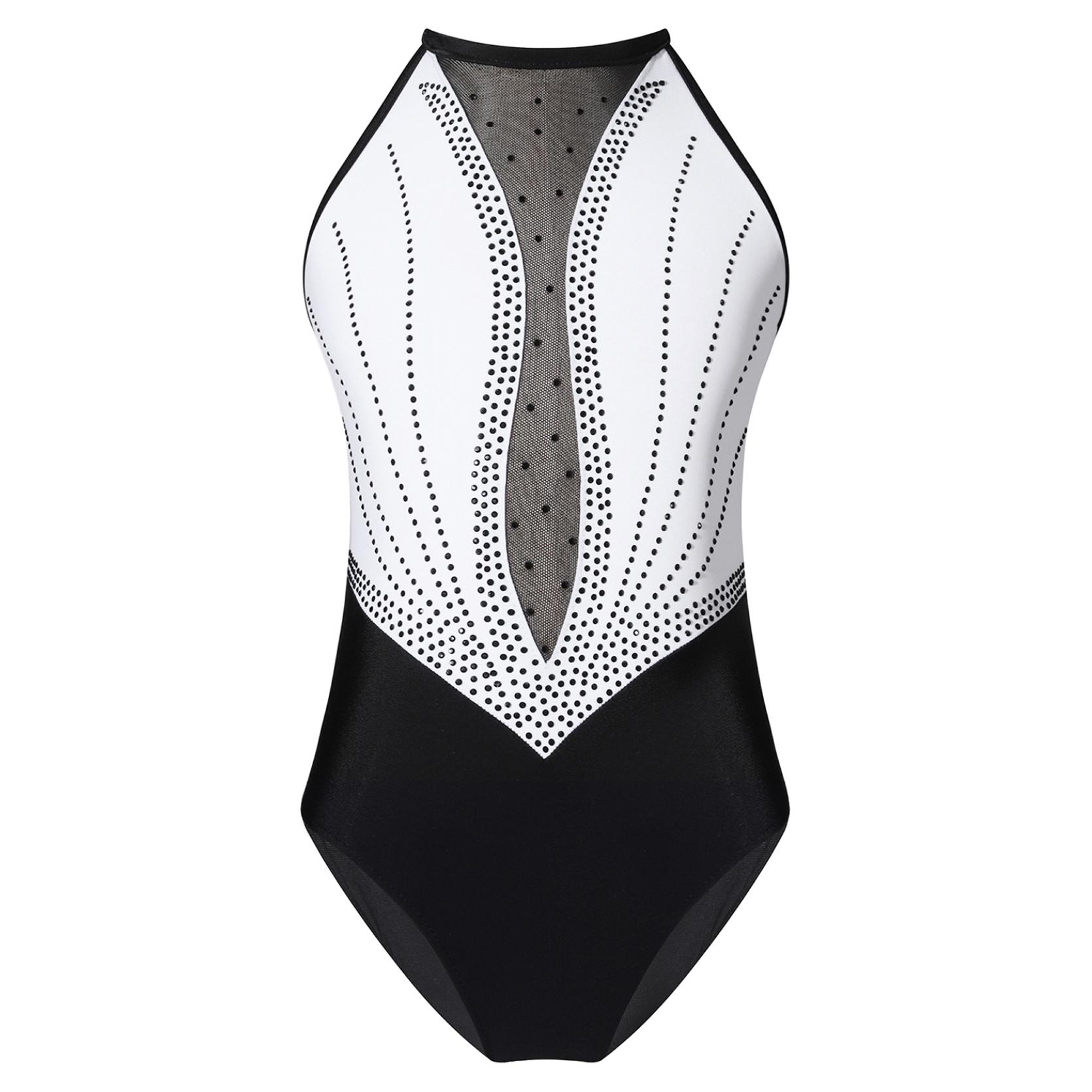 IEFiEL Kinderen meisjes ballet dans turnpakje mouwloze gymnastiek workout bodysuit glanzende strass backless danskostuums 15-16 Years