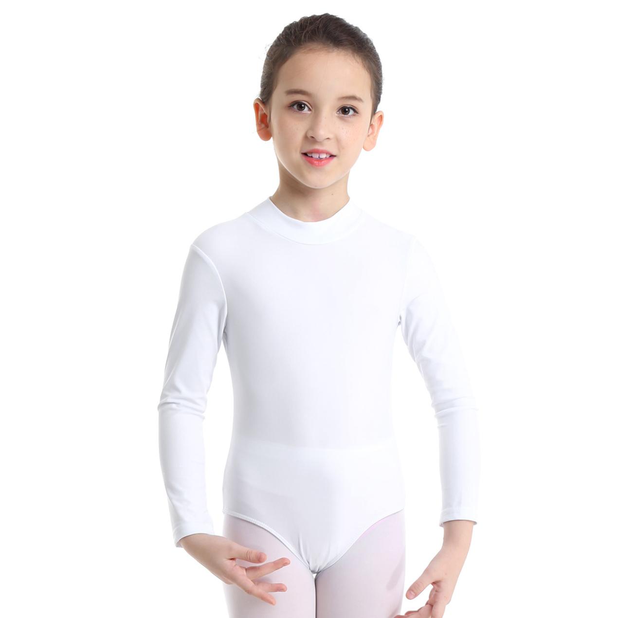 IEFiEL Kind Lange Mouw Mock Neck Professionele Ballet Dans Leotard Meisjes Gymnastiek Bodysuit Unitard 13-14 Years