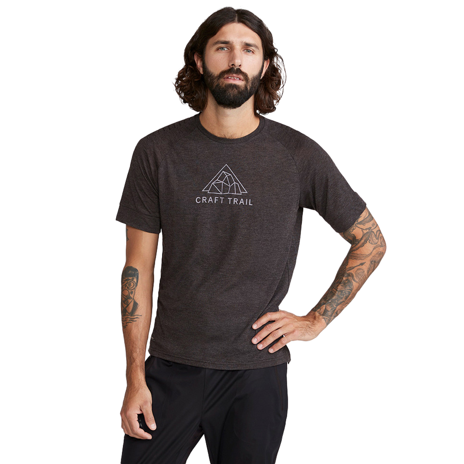 Craft ADV Trail Wool korte mouw hardloopshirt zwart heren