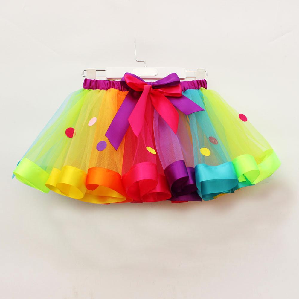 Tabajw KPARK Meisjes Kids Tutu Tule Party Dance Ballet Peuter Rainbow Baby Kostuum Rok S veelkleurig