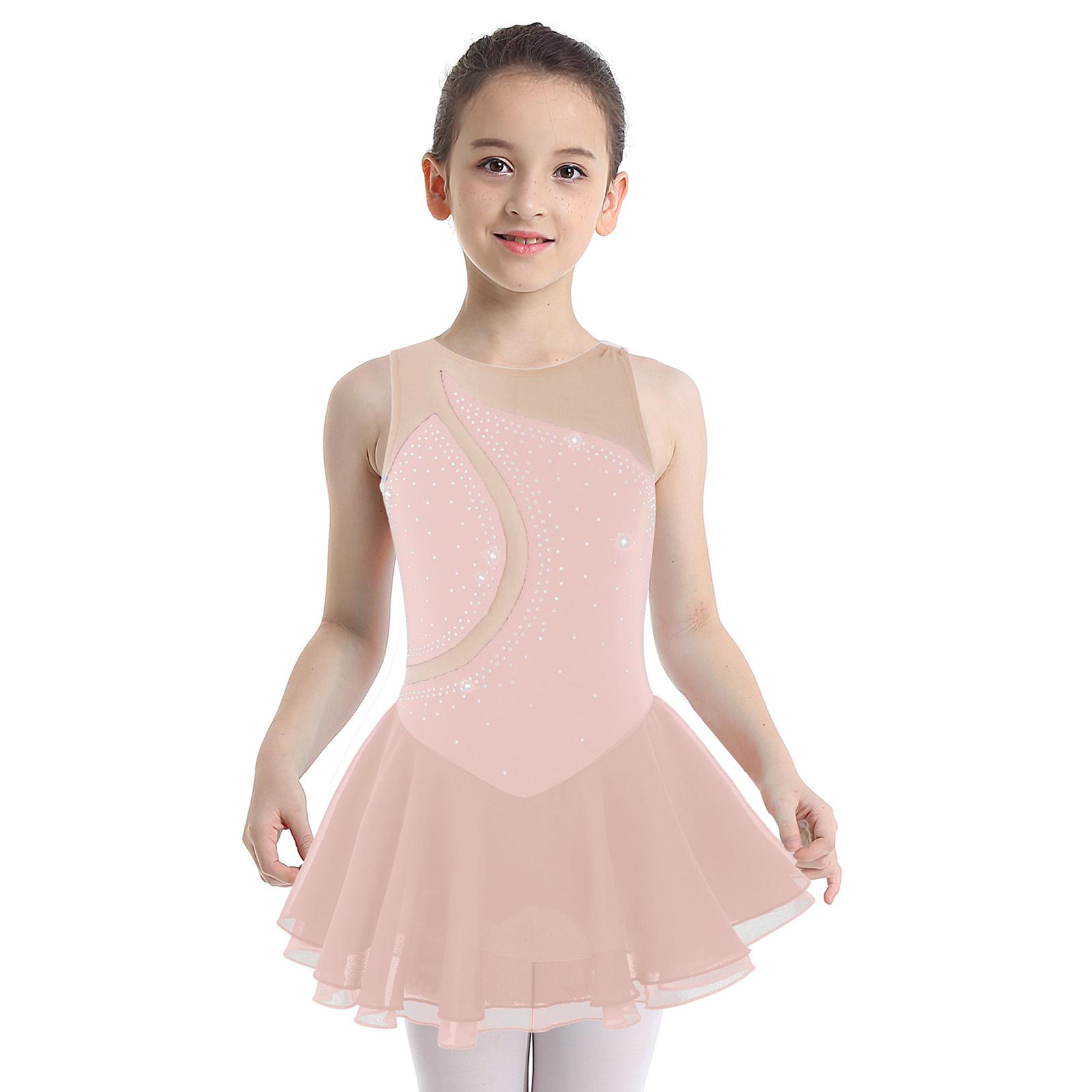 ZDHoor Kunstschaatsjurk voor kinderen Schaatsen Competitiekleding Meisjes Balletdansjurken 7-8 Years