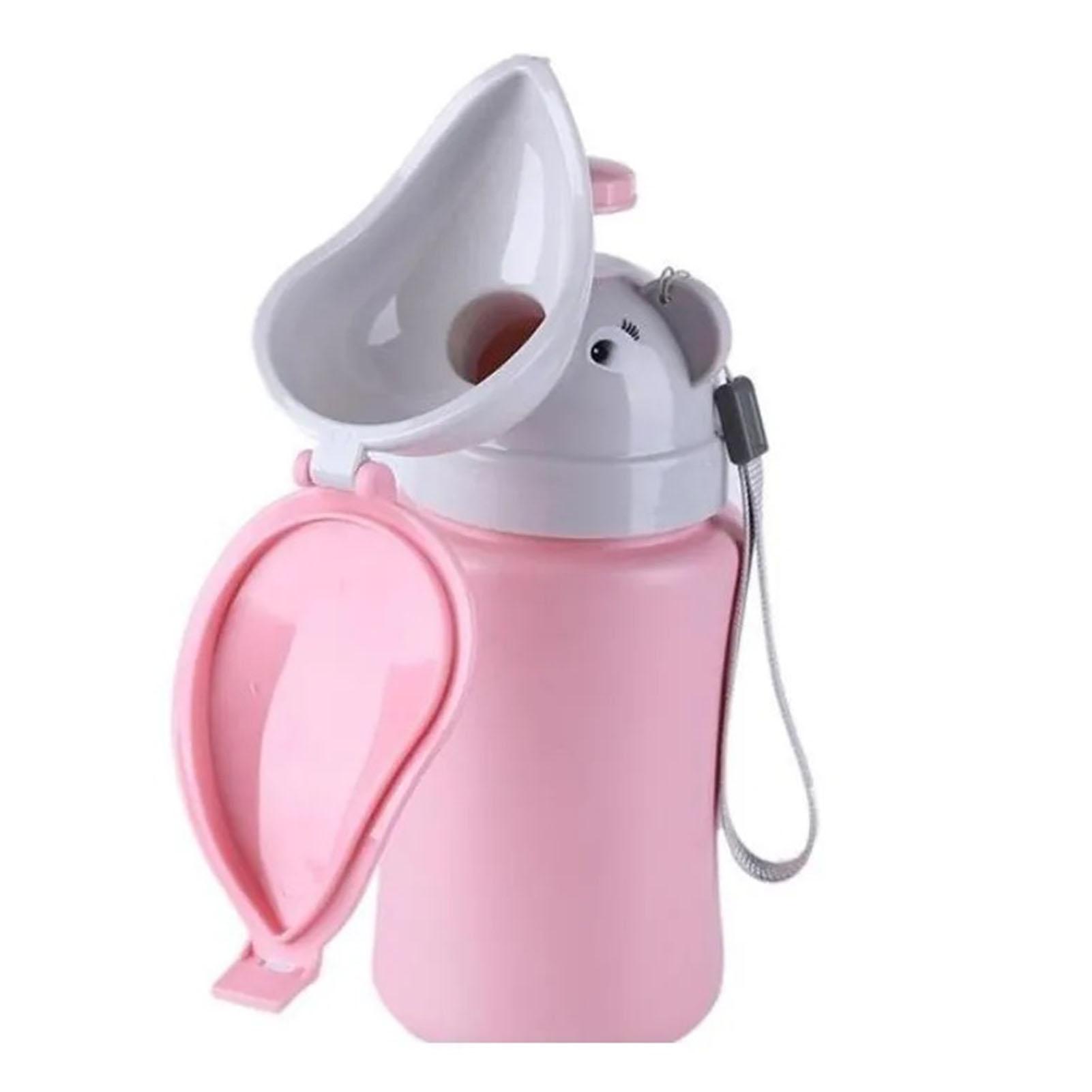 Neoglint 500ml Noodplasfles voor Baby's Draagbaar Wasbaar Kinderurinaal voor Reizen Auto Kamperen Roze voor Meisje