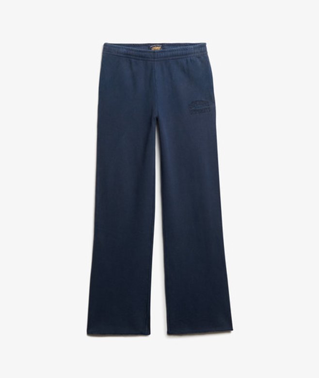 Superdry Athletic Joggingbroek met Wijde Pijpen en Borduursel in Ton-sur-ton Blauw