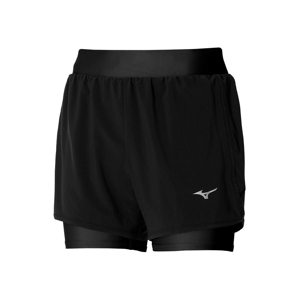 Mizuno ER 4.5in 2in1 Shorts Dames-Zwart
