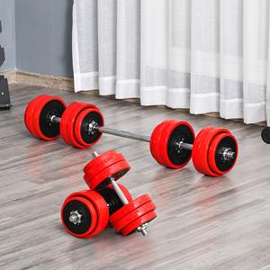 HOMCOM Dumbbell Set 30 kg 2-in-1 Verstelbare Barbell en Dumbbell voor Spieropbouw en Eenvoudige Montage voor Armen Schouders Rug &VerticalLine; Aosom.nl