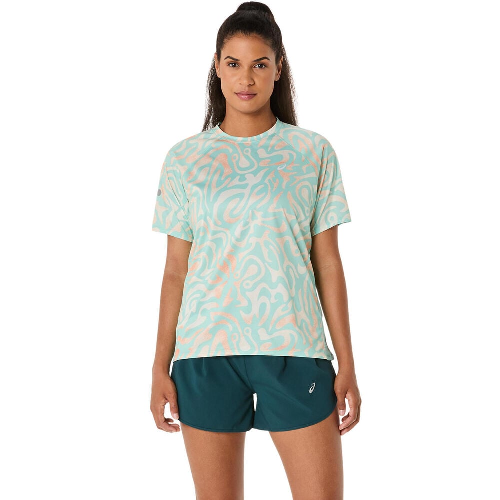 ASICS Road Lite-Show Hardloopshirt Dames-Mint,Veelkleurig