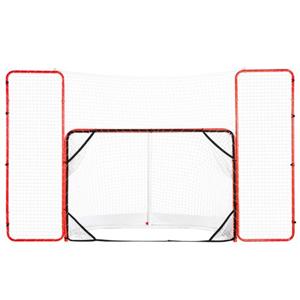 VEVOR Hockeydoel Streethockeynet met achterstop en doelen, Streethockeydoel Hockeynet, 310 x 183 cm Pro Hockey Trainingsdoelenset, Draagbaar Indoor Outdoor Hockeydoel met net, Wit/Rood, Training