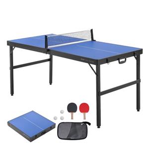 VEVOR Tafeltennistafel, Pingpongtafel, Middelgrote draagbare tafeltennistafel, MDF Opvouwbare tafeltennistafel Complete set met net, 2 rackets, 3 ballen, draagtas, handvat