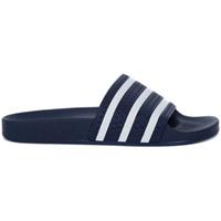 Adidas Badesandale "Adilette", strrapazierfähig, Logostreifen, vorgeformtes Fußbett, für Herren, blau/weiß, 44 1/2