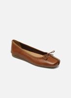 Clarks Ballerinas "Freckle Ice", Leder, Schleife, für Damen, dark tan