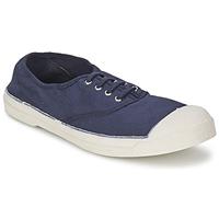 Katoenen tennisschoenen voor kinderen met vetersluiting Bensimon marineblauw