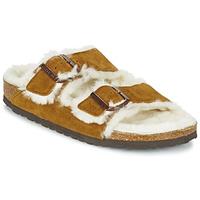 Birkenstock Veloursleder Pantoletten Arizona Fell, Braun