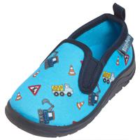 Playshoes pantoffels blauw bouwwagens