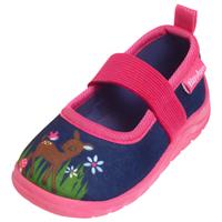 Playshoes Hausschuh Reh marine/pink