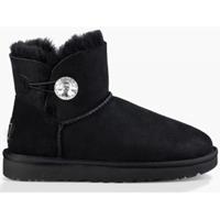 Ugg Stiefelette "Button Bling", Leder, Kristallknopf, für Damen, BLACK