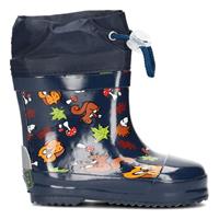 Playshoes Kinder Gummistiefel Waldtiere gefüttert dunkelblau 