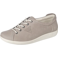 ecco Sneaker "Soft 2.0", Leder, Schnürung, Kontrast-Sohle, grau, warm grey