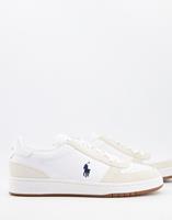 Polo Ralph Lauren Polo Court - Sneakers met suède mix in wit met marineblauw ponylogo