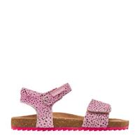 Vingino Tavi leren sandalen met dierenprint roze