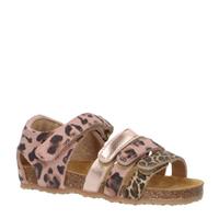 Develab 48274 leren sandalen met panterprint roze